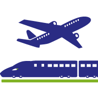 飛行機と電車を表すイラスト